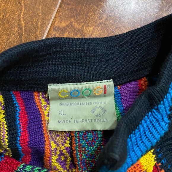 COOGI Australia Vintage 3-D Knit 1/4 Zip Multicolor Sweater Cotton Men's Size XL - Picture 9 of 9